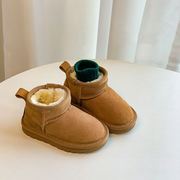 儿童雪地靴真皮，2022冬季女童加厚加绒宝宝短靴子男童保暖棉鞋