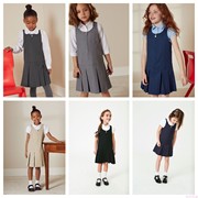英国next亲子装23秋新女童，大女孩前拉链式学院，风背心校服连衣裙