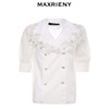 奥莱MAXRIENY翻领白衬衫秋季女士雪纺衫减龄上衣