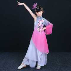 高档儿童古典舞蹈演出服装六一节日女童飘逸中国风扇子舞台表演服