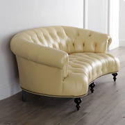 欧式弧形沙发美式客厅三人位服装店双人皮沙发新古典北欧拉扣沙发