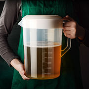 塑料冷水壶大容量奶茶店，泡茶桶带刻度量杯5l商用凉茶饮料桶凉水壶