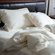 高档高端简约素色纯棉四件套，全棉原色床上用品双人，床单被套床品套