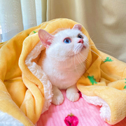 秋冬季保暖加厚珊瑚绒宠物毛毯猫毯子踩奶猫咪专用小被子猫窝垫子