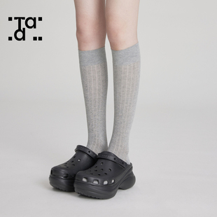 袜子女夏季薄款堆堆袜芭蕾风miu系款jk竖条纹长筒显瘦灰色小腿袜