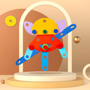 儿童木制螺母拆装组合玩具宝宝早教形状搭配动手动脑能力培养益智