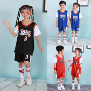 艾弗森3号篮球服套装儿童假两件球衣欧文科比小孩幼儿队服短袖夏