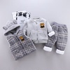 婴儿秋冬装三件套装加绒加厚洋气，宝宝衣服0一1-2-3岁男童女童外套