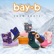 bayb儿童雪地靴皮毛，一体冬季女童男孩，防水防滑加厚加绒保暖棉鞋
