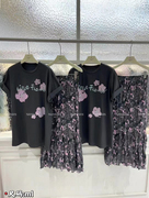 印花短袖t恤+碎花，裙时尚套装女nanhan楠涵8039韩系温柔显瘦两件套