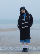 ggstudio冬季韩版牛角扣外套女加厚中长款呢子大衣小个子