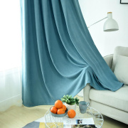 窗帘遮光现代简约全客厅，成品卧室布纯色(布，纯色)北欧加厚飘窗2021绒尼