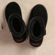 真皮雪地靴男女冬季保暖加绒东北加厚防滑短靴子男棉鞋面包鞋