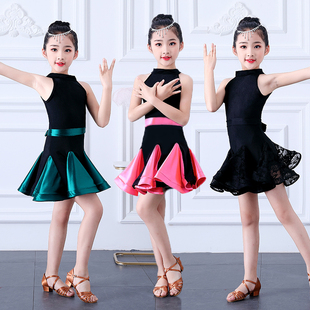 六一儿童拉丁舞蹈演出服夏季女孩，标准比赛表演拉丁裙练功服连衣裙