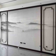 3d壁画新中式电视背景墙立体客厅，水墨墙布简约壁纸山水8d影视墙纸