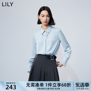 lily2024春女装气质通勤款，时尚别致压褶宽松垂坠感长袖衬衫女