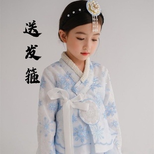 儿童高定礼服中国风汉服女童长袖公主裙唐装韩版刺绣超仙古装套装