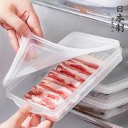日本进口薄切肉片保鲜盒冰箱，鱼肉海鲜冷冻收纳盒塑料密封冷藏带盖