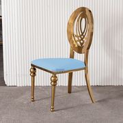 定制现代不锈钢餐椅酒店宴会厅金色简约设计皮椅子家用接待椅工厂
