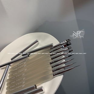 npc定制n系列冰黑美甲笔刷彩绘，拉线笔大方圆头，光疗排笔工具套装