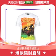 香港直邮潮奢dsquared2男士，t恤白色短袖麋鹿，图案修身简约日常百搭