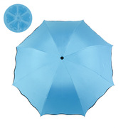 创意荷叶边遇水开花黑胶，伞防晒防紫外线晴雨伞，太阳伞印刷广告伞