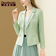 丹慕妮尔绿色通勤时尚轻奢小西装女春秋气质百搭修身外套