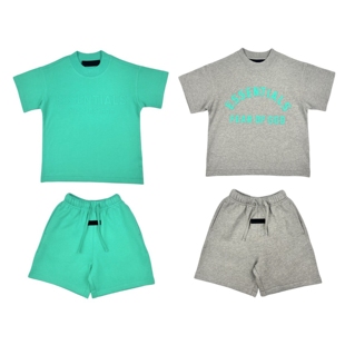夏季短袖T恤纯棉短裤运动套装日系潮牌全家亲子装大码薄荷绿