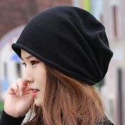 帽子女韩版秋冬季纯棉头巾帽毛线针织帽堆堆帽卷边月子帽时尚男帽