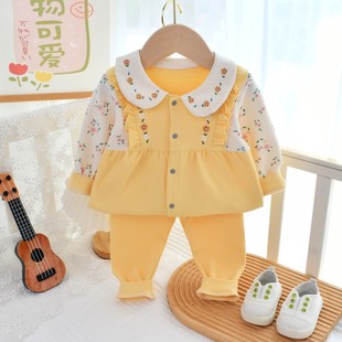女宝宝套装春秋纯棉长袖，小公主长袖分，体外穿小女孩1-3岁婴儿2件套