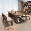 北欧客厅实木大书桌书柜一体学习桌带抽屉家用长条桌办公桌多