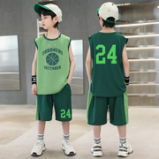 男童夏季篮球服套装中大童无袖背心运动速干衣两件套儿童球衣