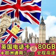 英国电话5G/4G手机上网卡7-28天30gb/80gb欧洲无限通话旅游sim卡