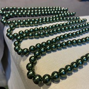 大溪地孔雀绿珍珠项链10mm贝珠毛衣，链黑色项链，气质高级感轻奢小众