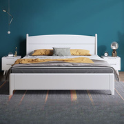 1.51.5现代简约实木床，双人床米单人床白色欧式床米主卧箱体美式床