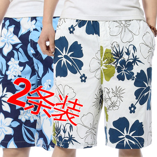 夏季男士休闲裤宽松五分裤纯棉，沙滩裤男大码运动短裤子大裤衩外穿