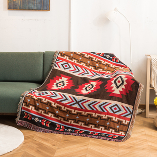 外贸北欧简约kilim编织棉线盖毯沙发巾床旗桌巾装饰挂毯地毯盖布