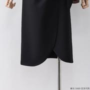 黑色半身裙女秋季2023高腰显瘦不规则设计感职业包臀西装裙子