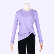 1010紫色宽松气质简约长袖，圆领上衣t恤百搭秋季打底单穿女装新