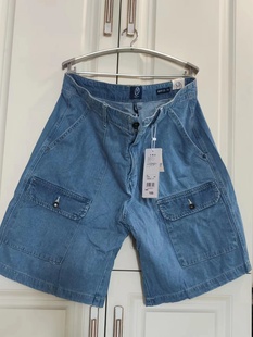 美特斯邦威男中裤夏季牛仔工装风多袋牛仔宽松短裤休闲男大裤衩