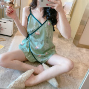 睡衣女夏天日系和服甜美可爱吊带纯棉性感韩版背心两件套装家居服