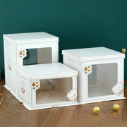 半透明生日蛋糕盒子6寸8寸10寸单双层加高对开窗方形烘焙包装盒子