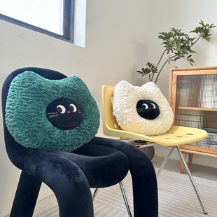 可爱猫咪头型抱枕创意镂空猫猫玩具INS风沙发靠垫办公室腰靠礼物
