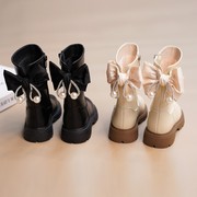 杰西可女童靴子童鞋，2023秋冬季儿童，中筒靴加绒公主靴中筒长靴