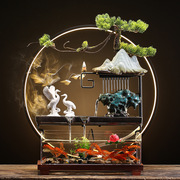 饰山陶瓷循环流水器鱼缸x景观办公假桌面摆件客厅装室开业