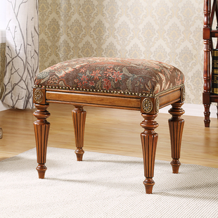 欧式实木梳妆凳化妆凳美式白色，简约家用椅子舒适妆台凳钢琴凳凳子