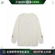 香港直邮y-3男士上装t恤白色宽松圆领，长袖套头字母logo印花iq2147