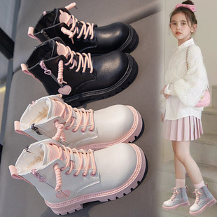 女童棉鞋2024春秋儿童靴子软底鞋洋气马丁靴时尚加绒保暖短靴