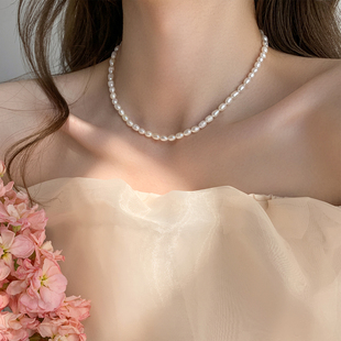 天然淡水珍珠项链女锁骨，链气质名媛高级感简约法式小众设计感颈饰