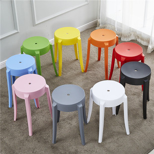 塑料凳子加厚成人餐桌凳时尚，创意高凳餐凳椅子，家用凳彩色圆凳板凳
